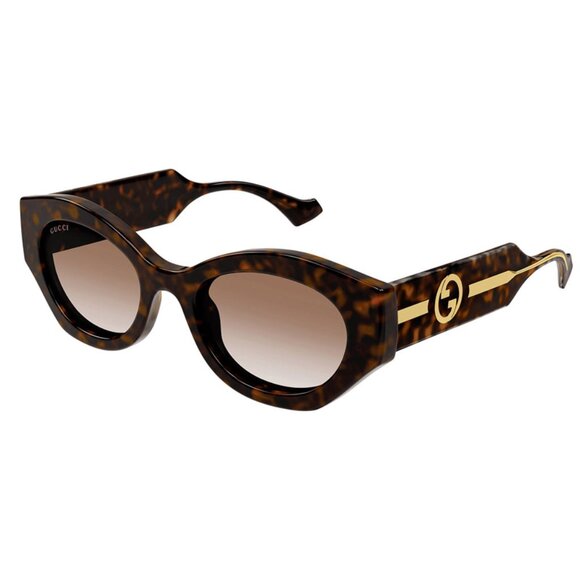 NEW GUCCI OVAL SUNGLASSES GUCCI GG1553S 002 HAVANA BROWN EYEWEAR - Picture 1 of 3